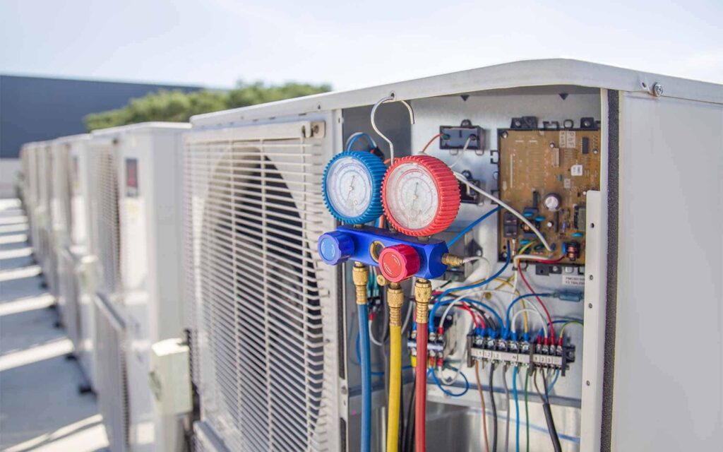 A close view of an HVAC system