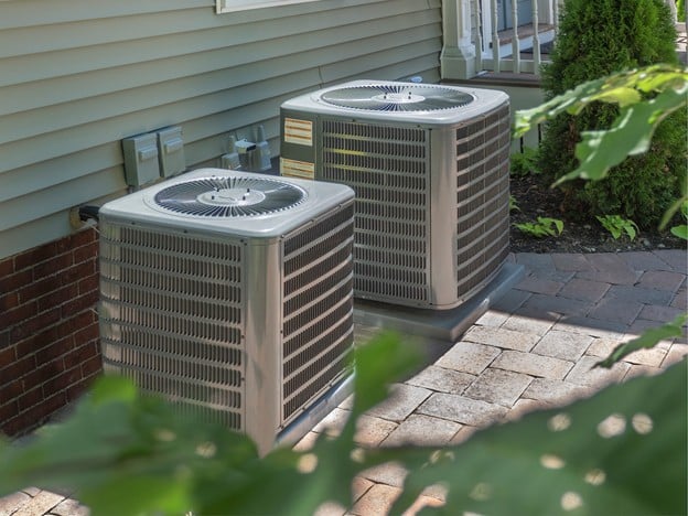 A view of HVAC ac units outdoors