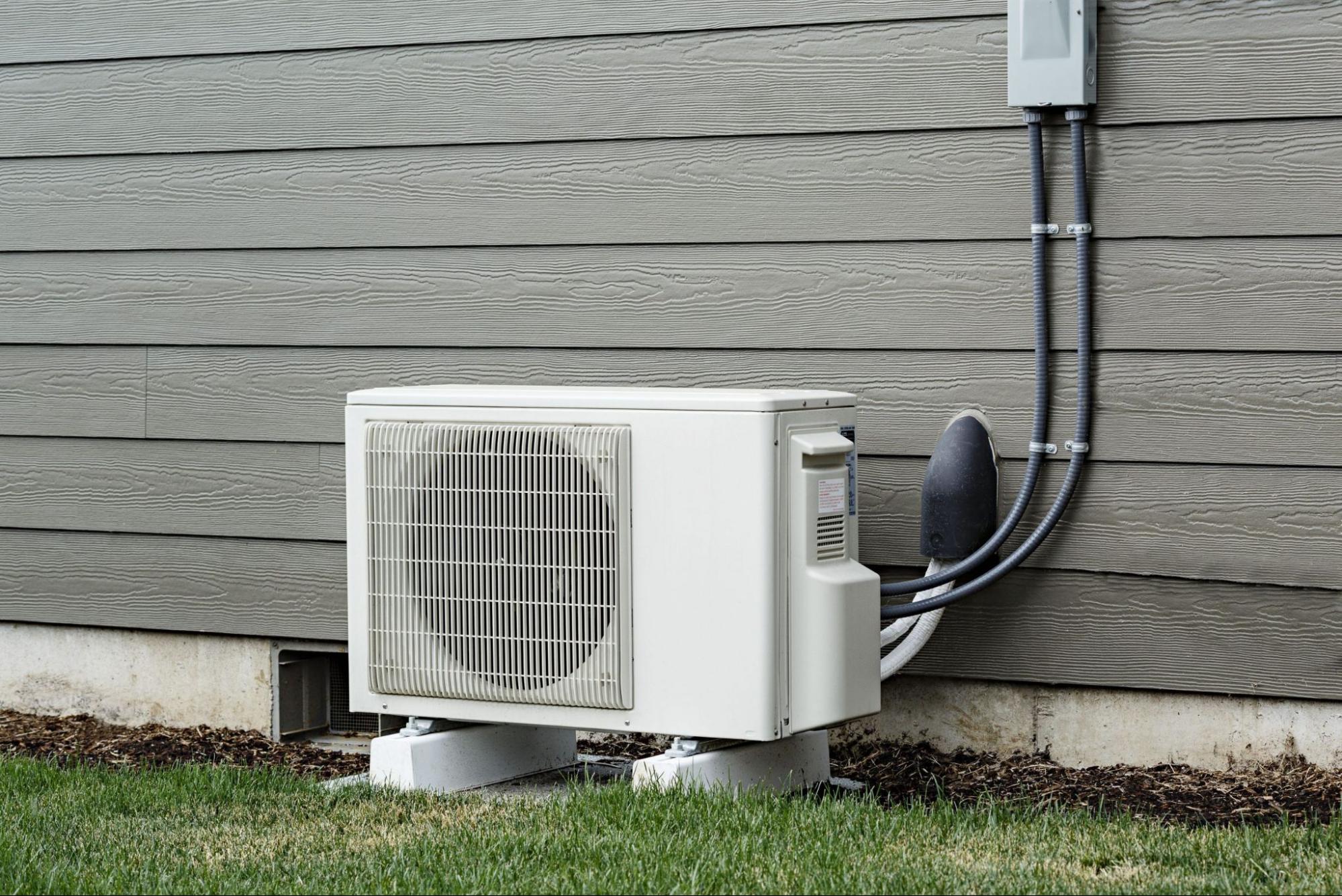 A view of an outer AC heat pump 