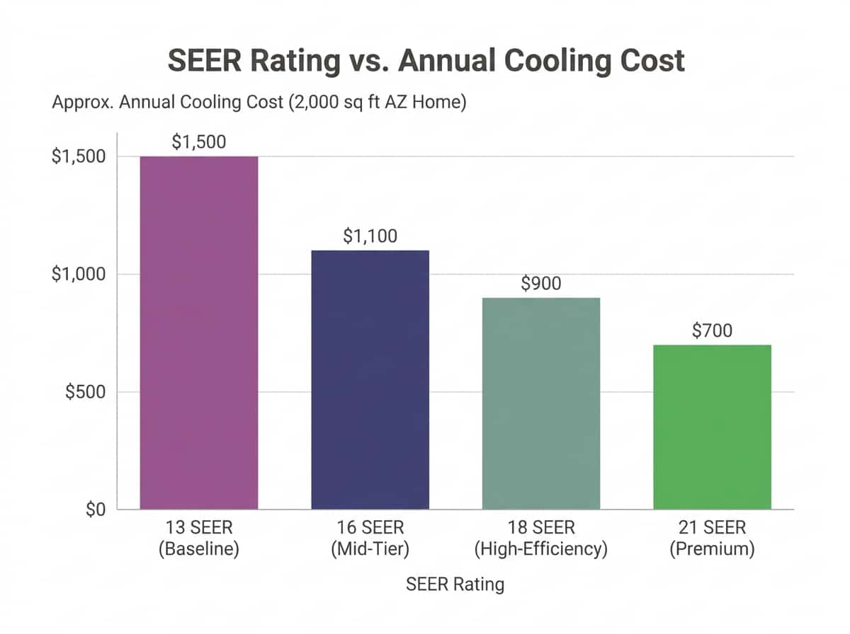 Comparison chart of SEER ratings and efficiency levels