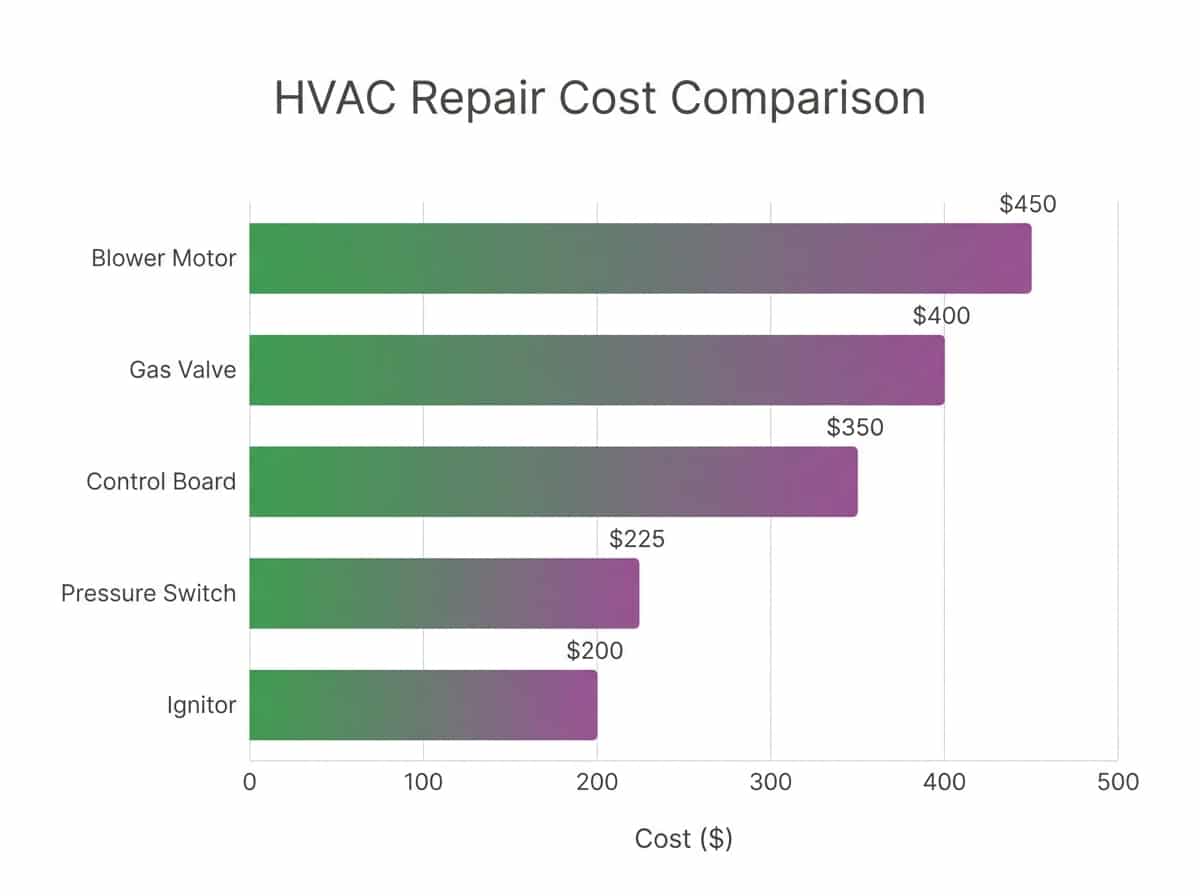 Bar chart comparing average furnace repair costs by component type