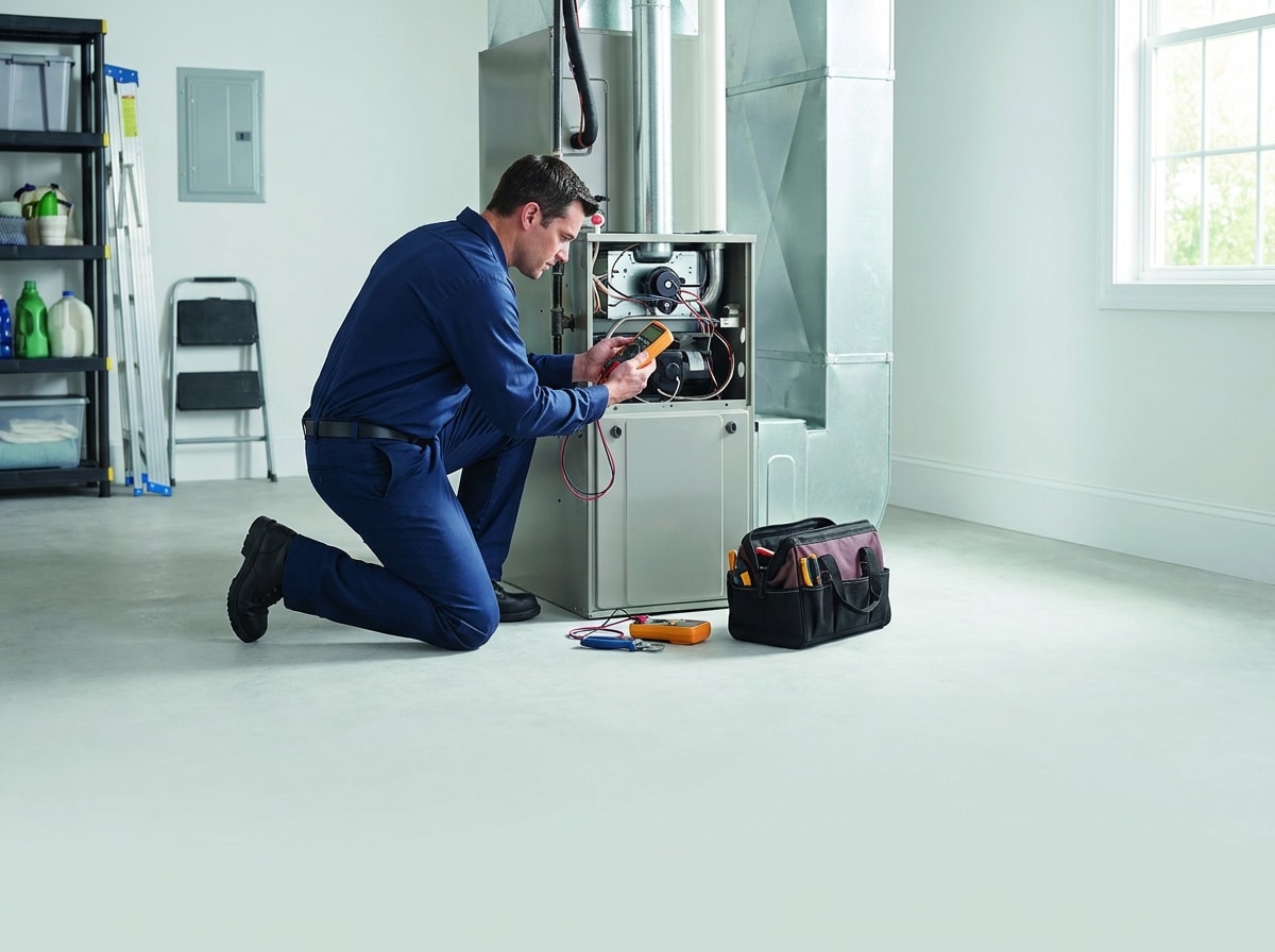 Arizona HVAC technician performing furnace diagnostic inspection
