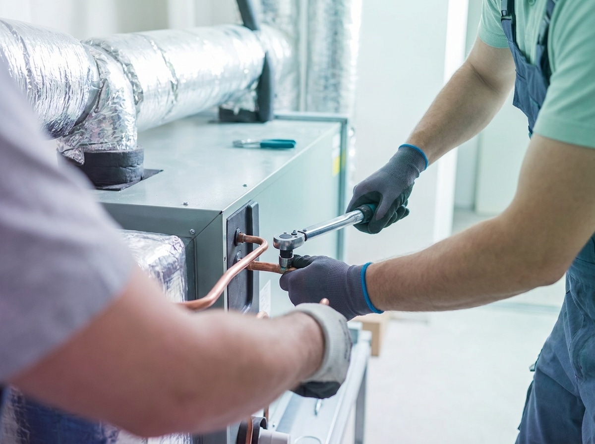 Professional HVAC technician performing quality installation work