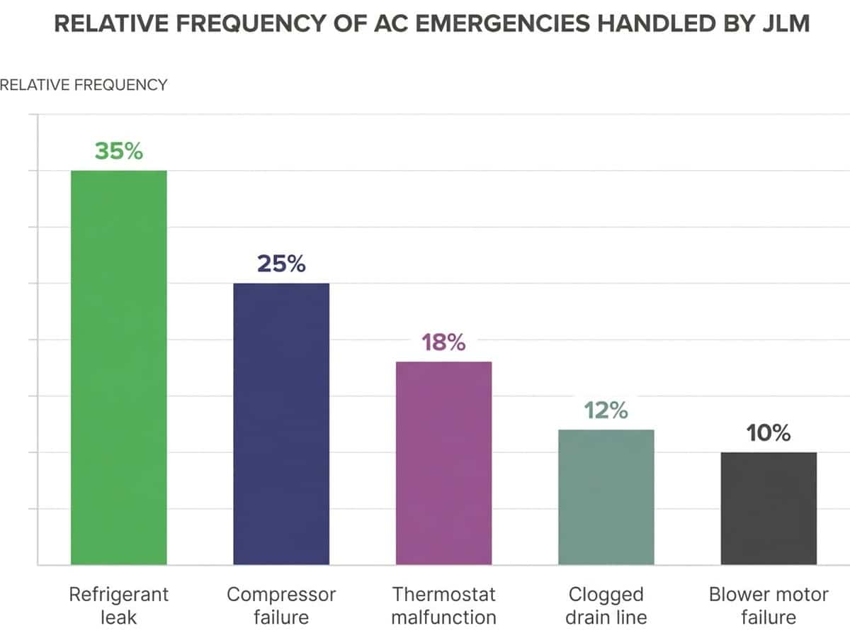 Bar chart comparing frequency of common AC emergency types