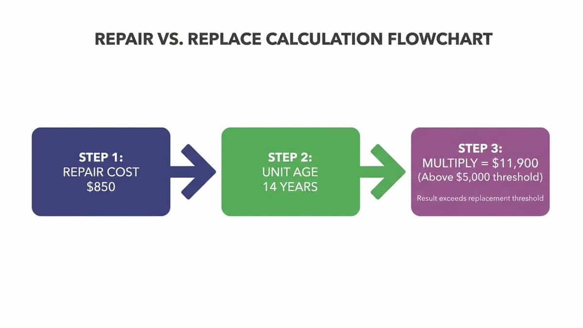 Diagram showing the three-step calculation with example numbers