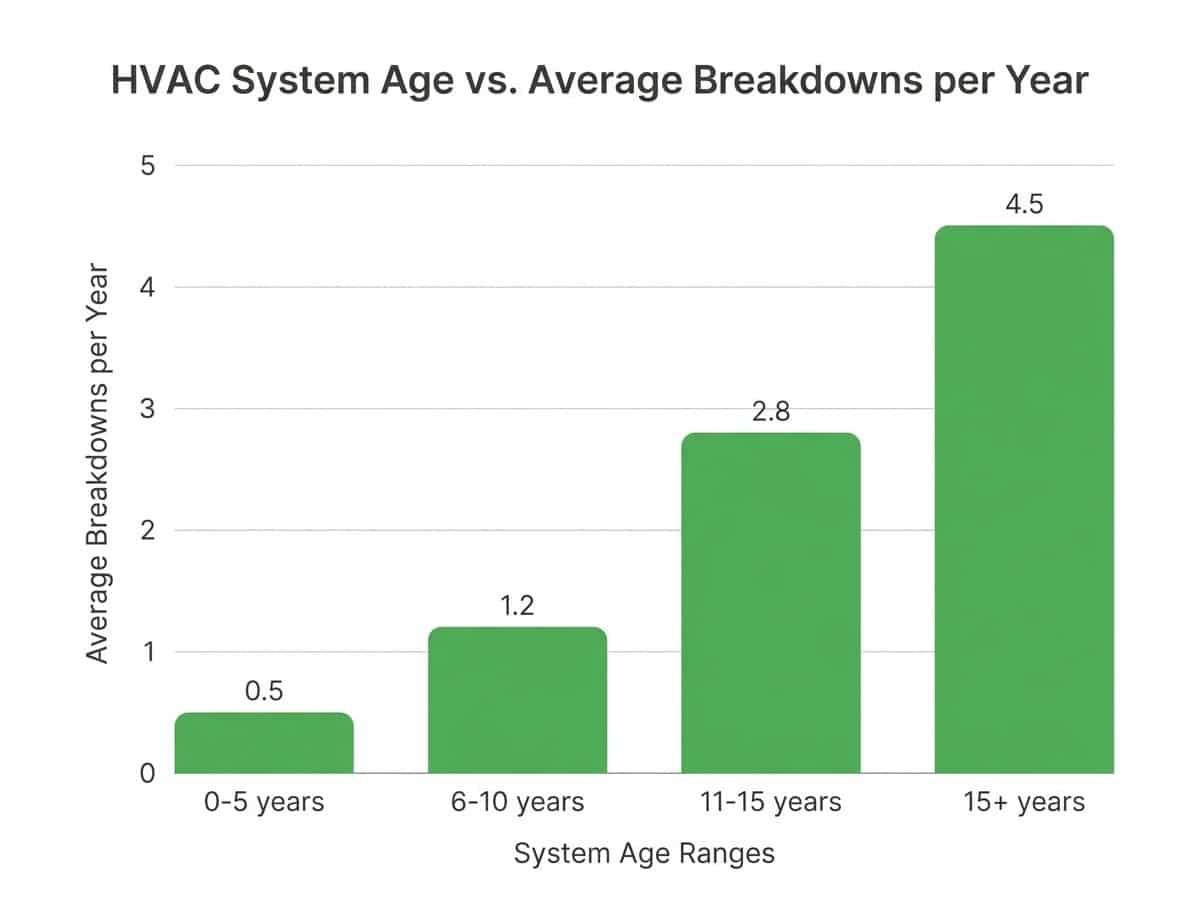 Comparison chart showing average annual breakdown rates by system age